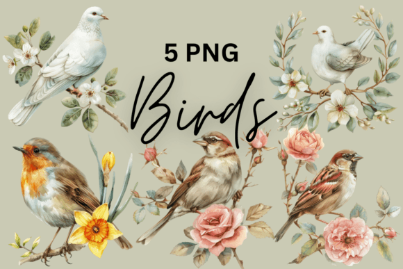 Download Watercolor Bird Floral Design Nature Art - Floral Collection