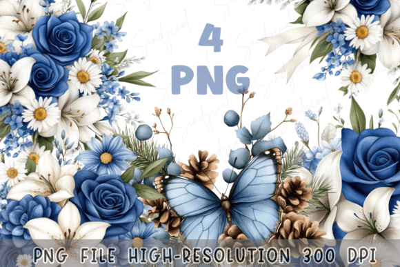 Download Blue Floral Watercolor Flowers Bouquet - Floral Collection