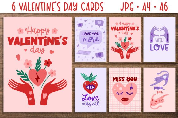 Download Valentine's Day Cards Print Template - Valentine Collection
